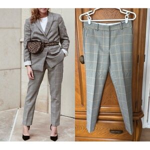 H&M Gray Brown Houndstooth Tapered Trousers, Mid-Rise, Ankle length Size 4